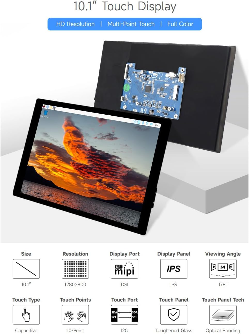 Waveshare pantalla táctil capa - Raspberry Pi 10.1 Inch Capacitive Touch Screen Ips reseña y precio